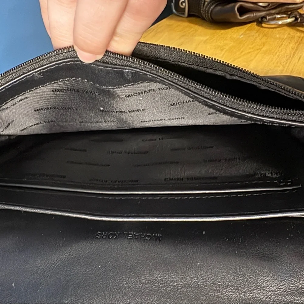 Michael Kors Black Crossbody Bag with Silver Accents